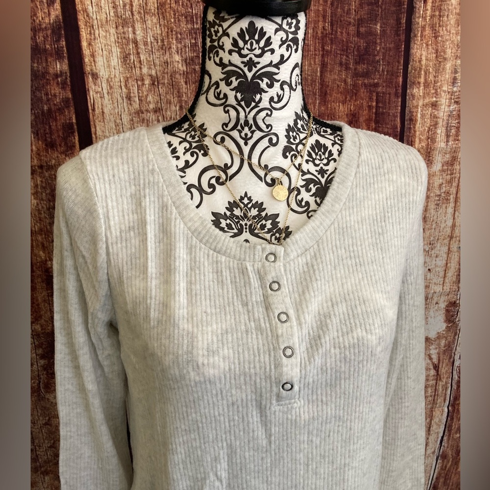 Hippie Rose | NWT Women’s Henley Soft Ribbed Long Sleeve Top - Picture 2 of 6